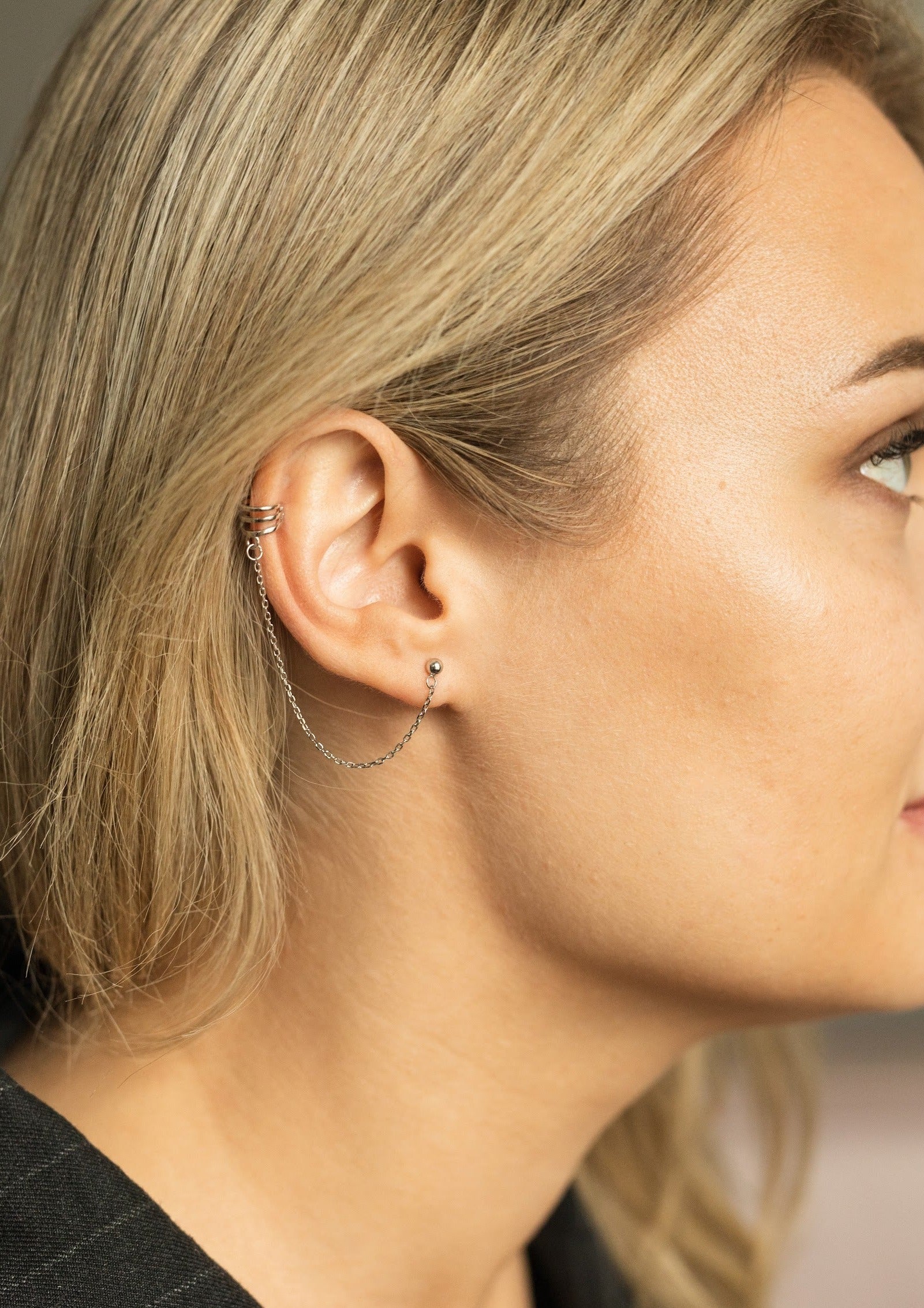 Lunar Flare ear cuff with chain