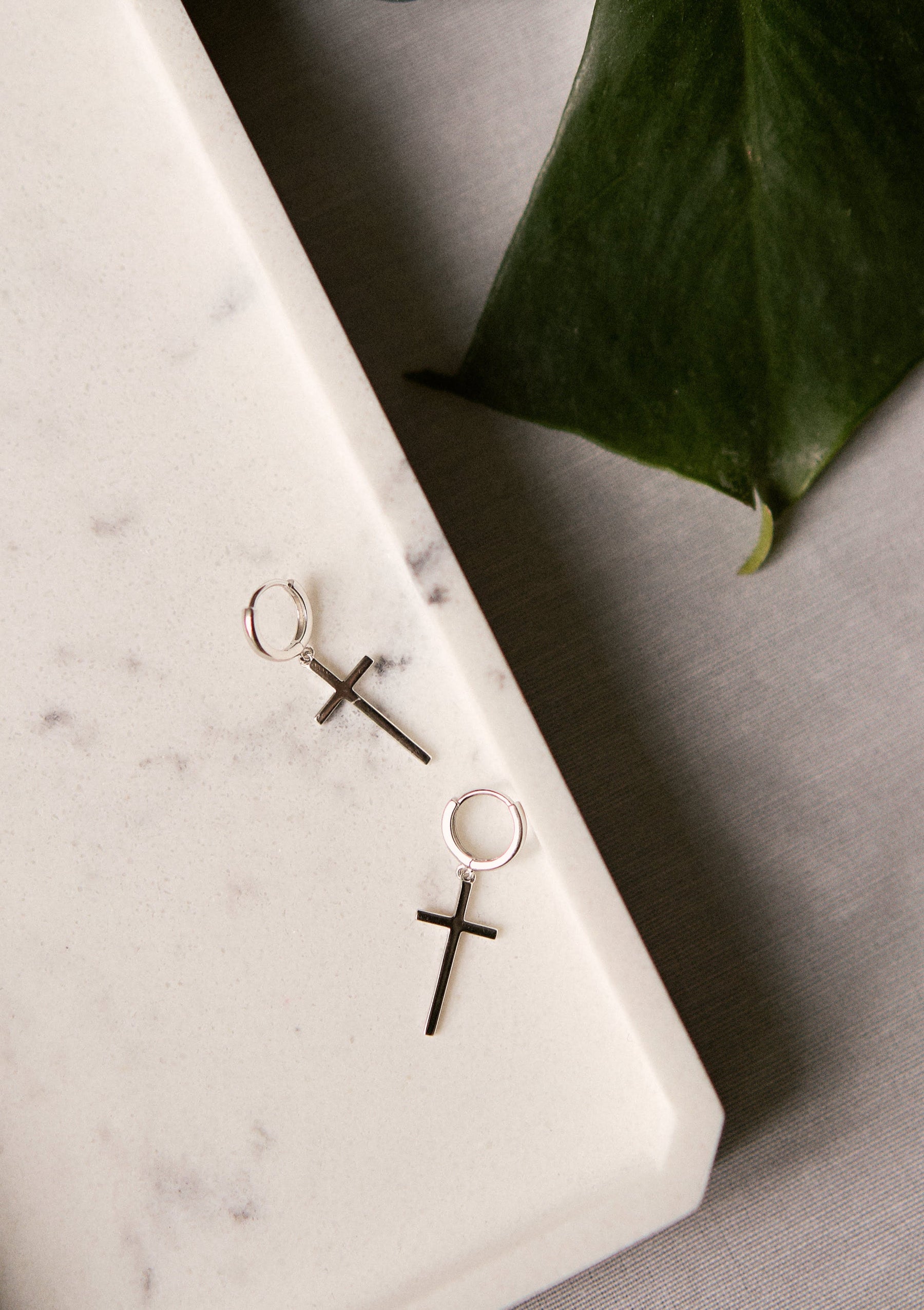 Rebel silver cross earrings