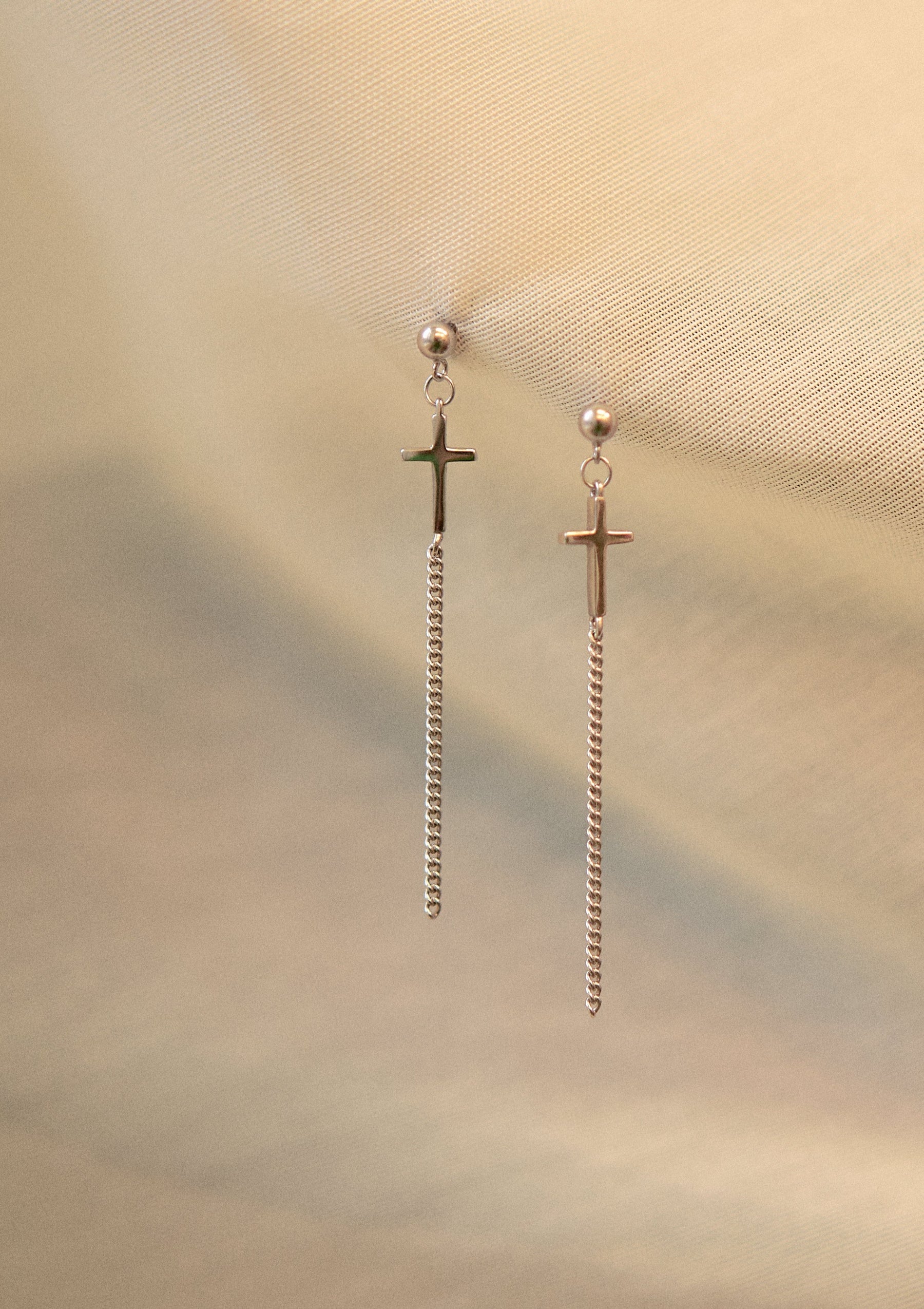 925 Sterling Silver Cyberpunk cross stud earrings
