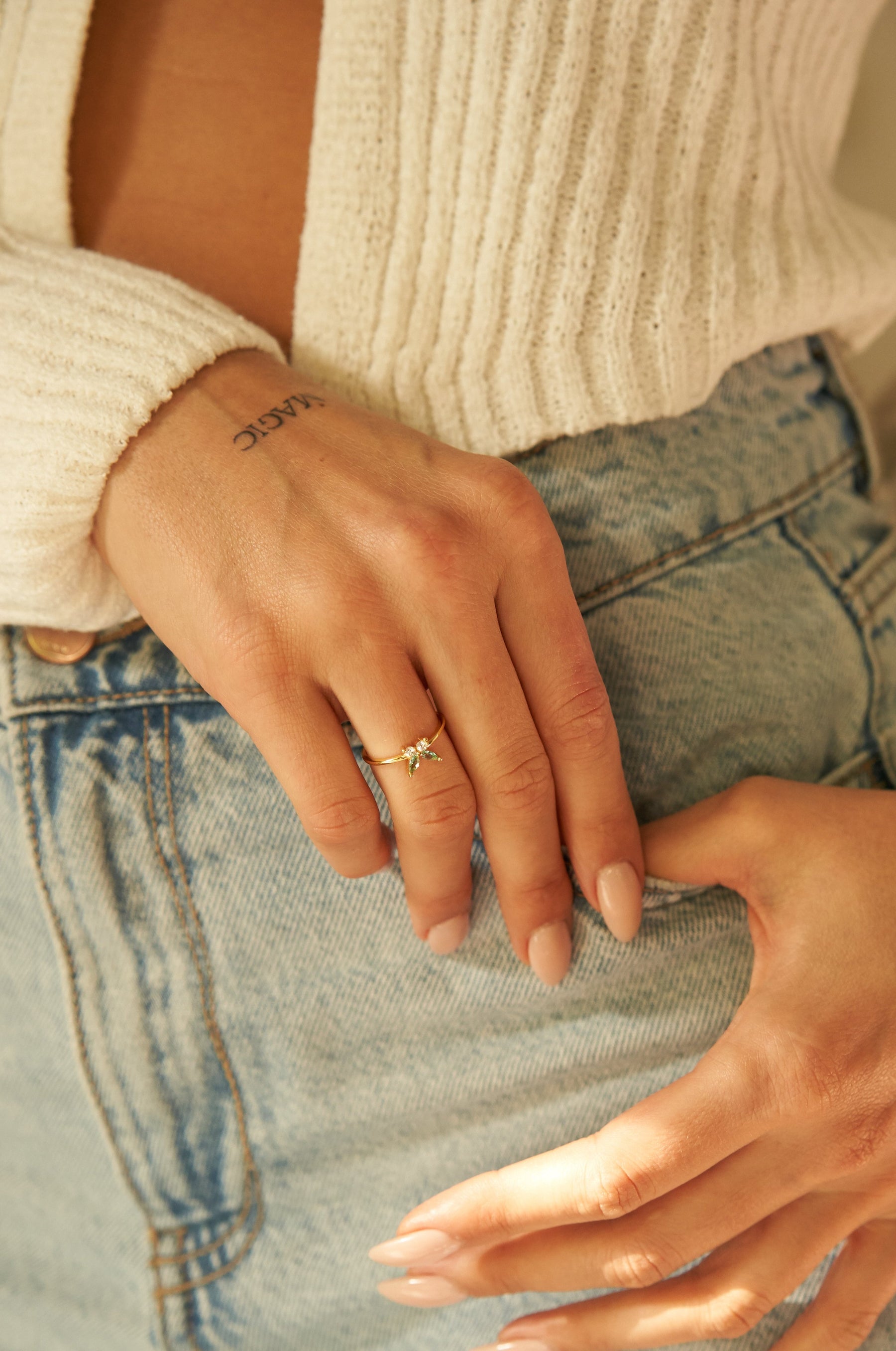 Skybound butterfly ring