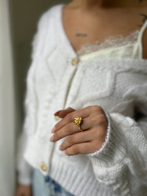 "Magnolija" apzeltīts viena izmēra gredzens