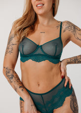 "Jade" zaļš mežģīņu krūšturis