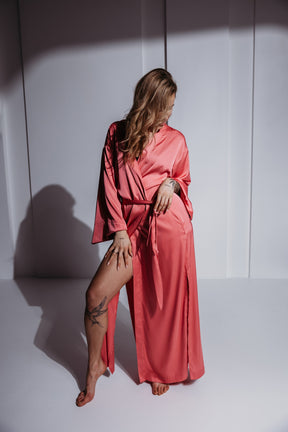 Blush Pink Satin Kimono