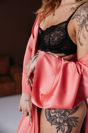 Blush Pink Satin Kimono