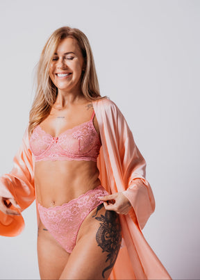 Blush pink lace bra