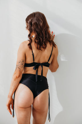 Marbella Black high waist brazilian panties