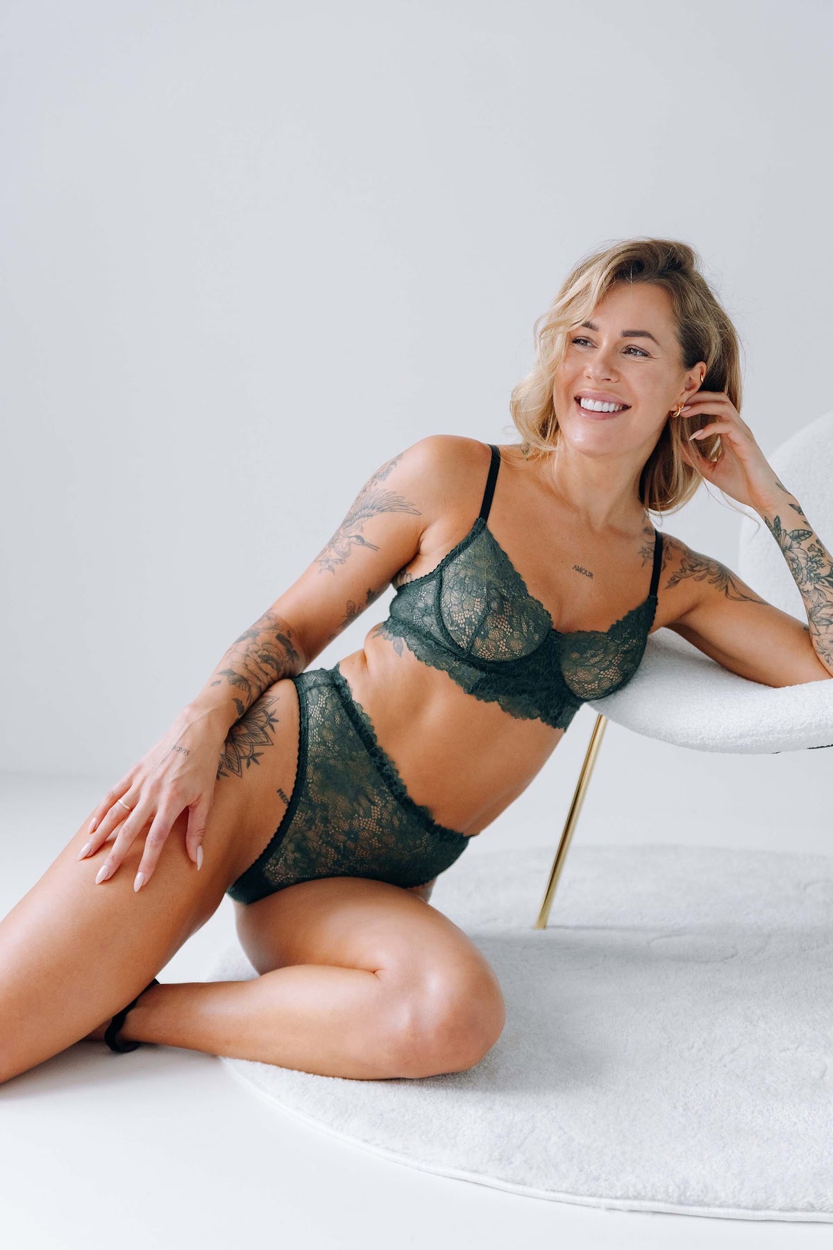 Green Luna lace bra