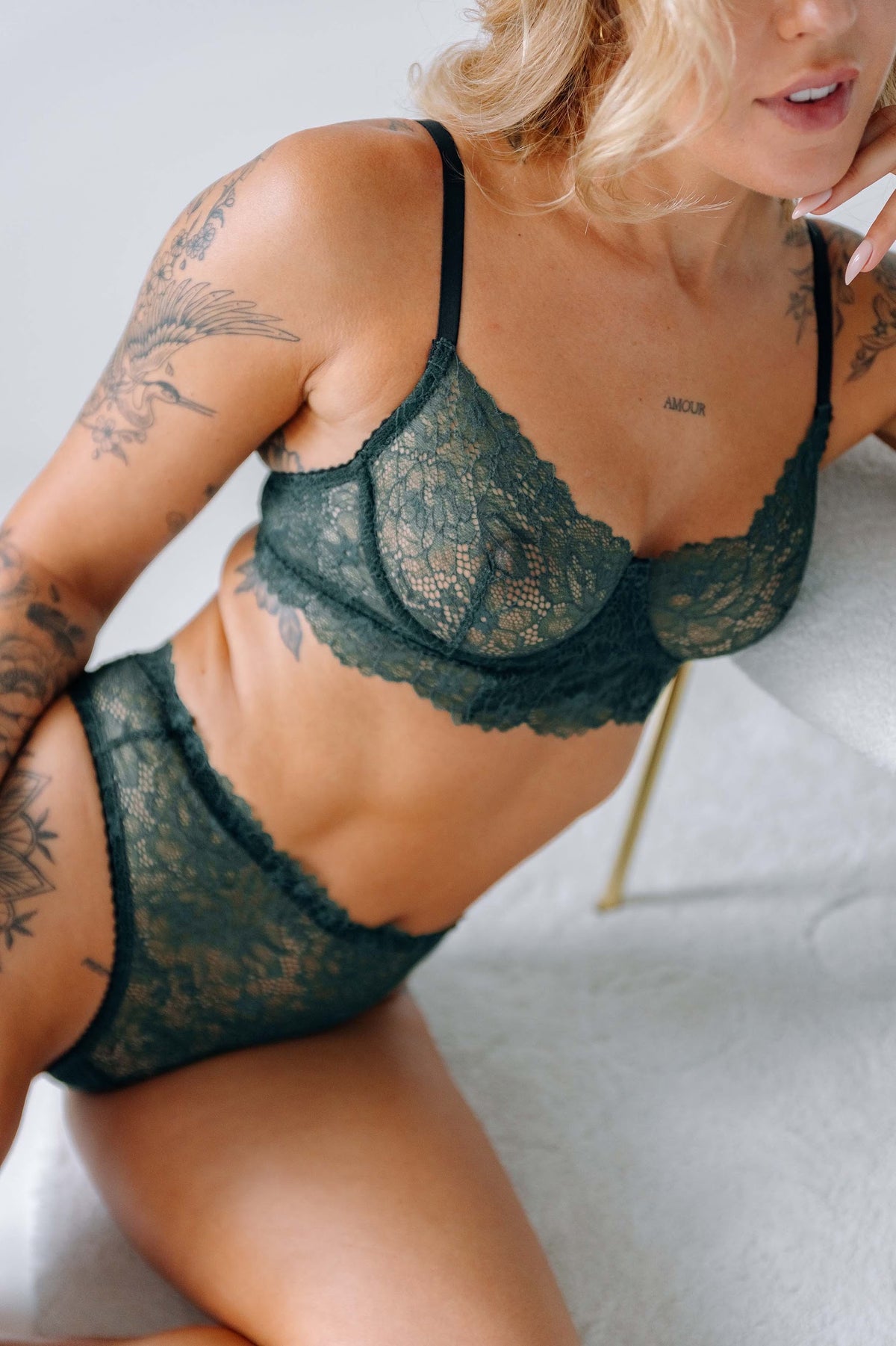 Green Luna lace bra