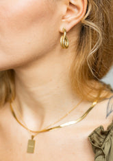 Snake 18K Gold Pleated  Earrings