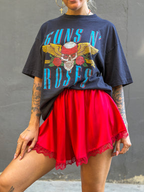 Red Satin Shorts with lace