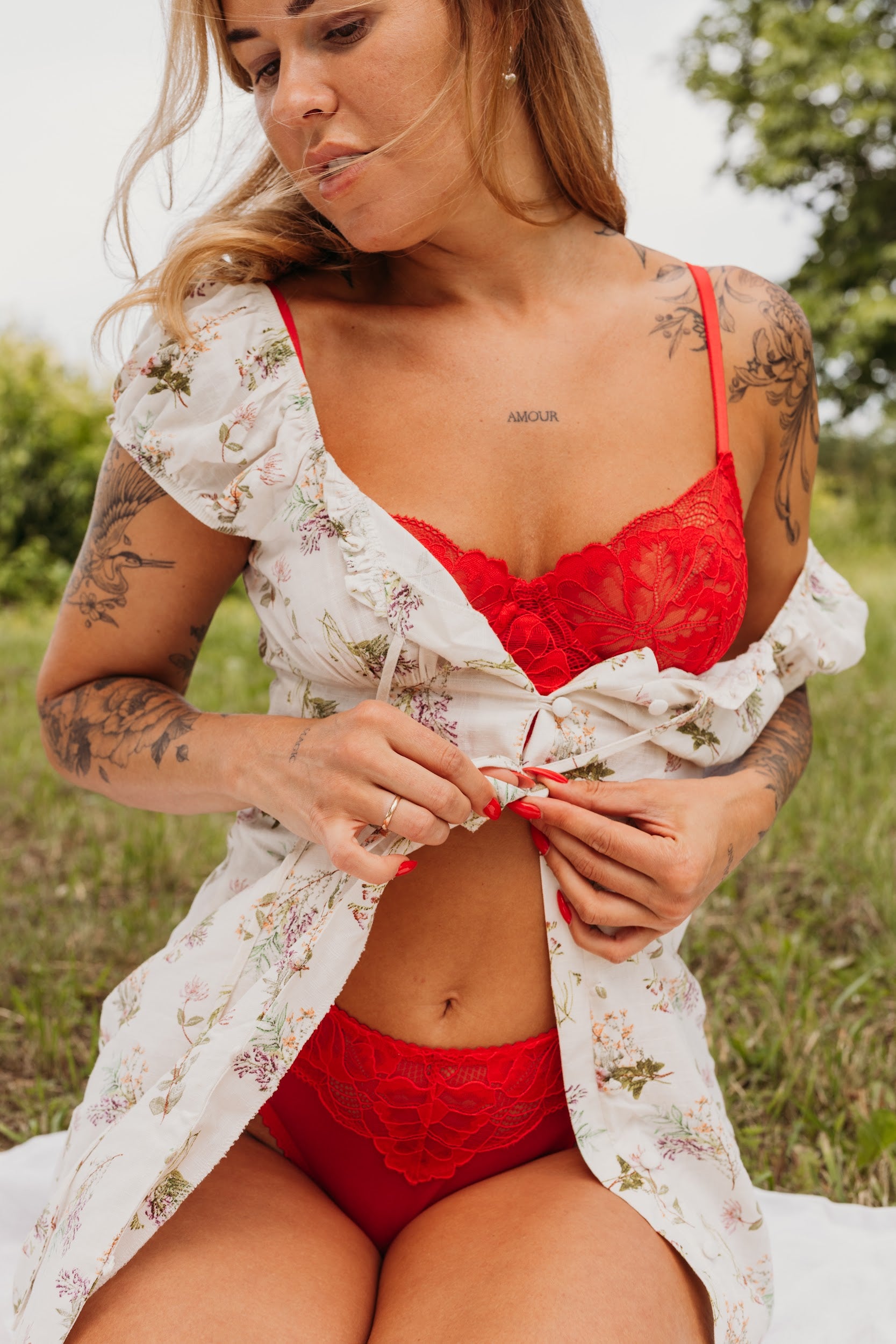 "Allure" red lingerie set