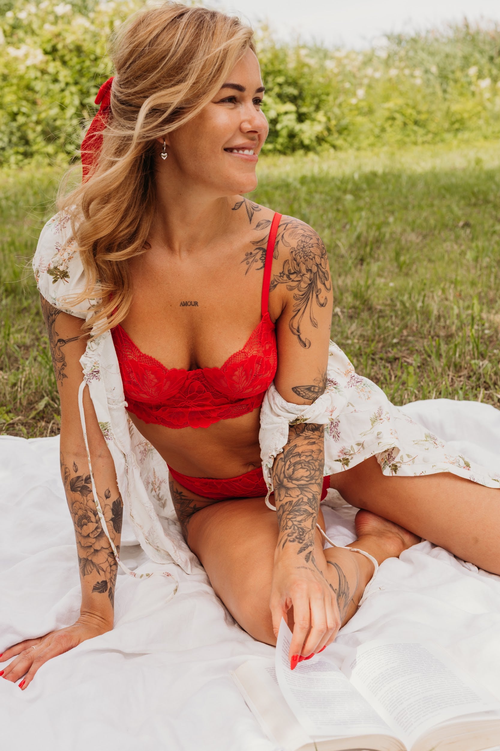 "Allure" red lace bra