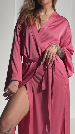 Blush Pink Satin Kimono